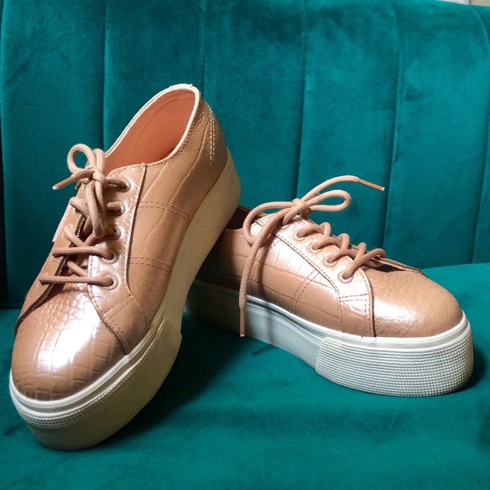 Rose gold, Snakeskin Superga Platform Sneakers